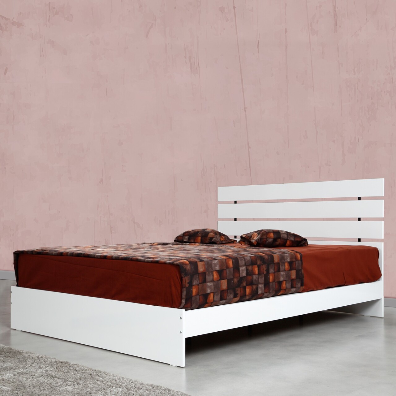 Pat dublu, Comforty, Fuga 150, 155x100x205 cm, PAL, Alb