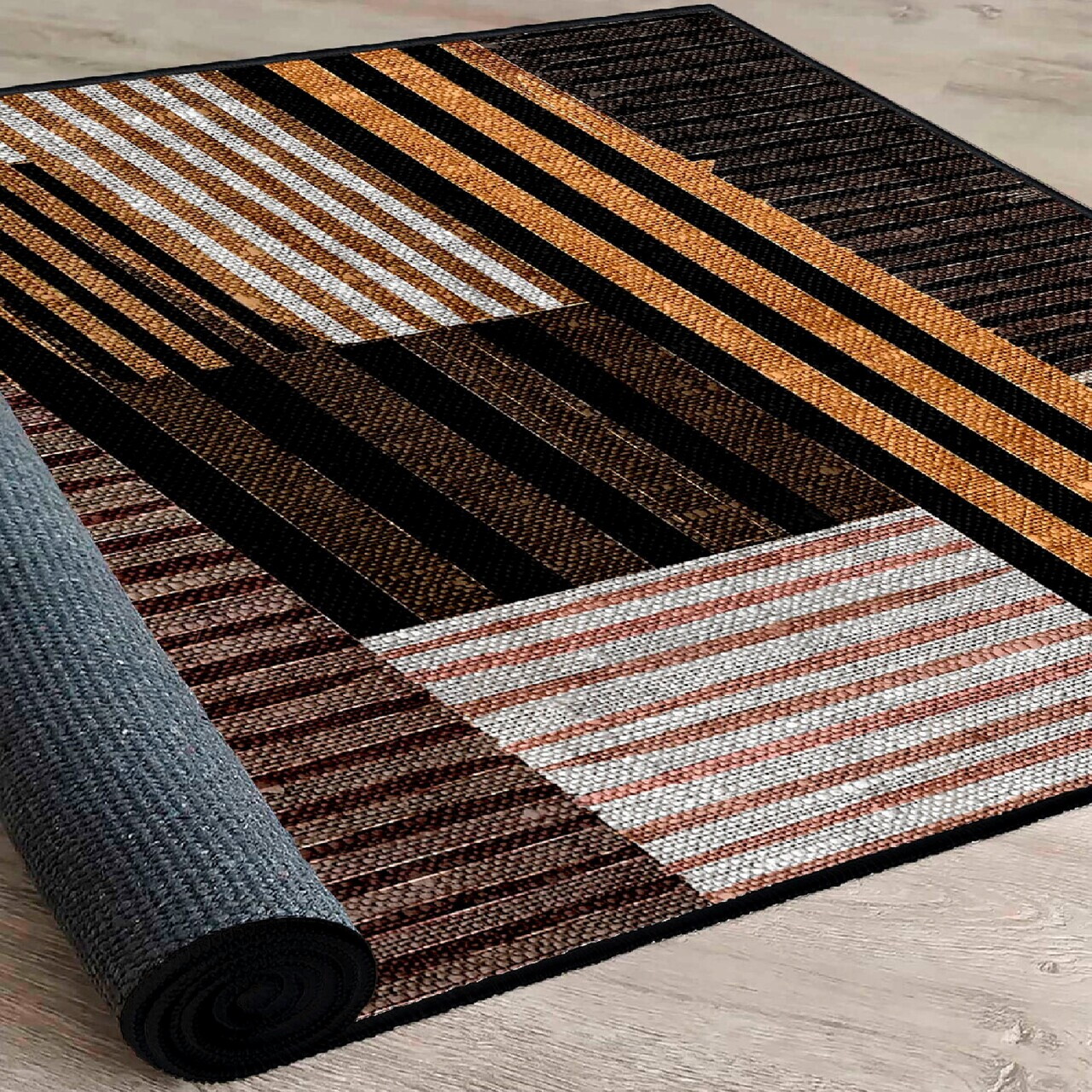 Covor, Woosonıl096, 120x180 cm, Alb / Portocaliu / Maro / Negru — imaginea 5