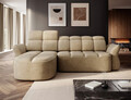 Coltar extensibil stanga 3 locuri ELTAP, Beneth, 301x185x115 cm, lemn/poliester, bej inchis