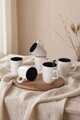 Set cani, Hermia, 275KRM2625, Dimensiune: 9 cm / 300 ml (6 bucăți), Alb mat / Negru
