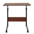 Birou cu inaltime ajutabila si roti Piper, Pakoworld, 60x40x69 cm, MDF/metal, maro inchis/negru