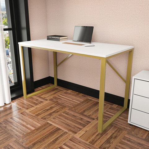 Birou, retricy, layton, 120x60x74 cm, pal, aur/alb