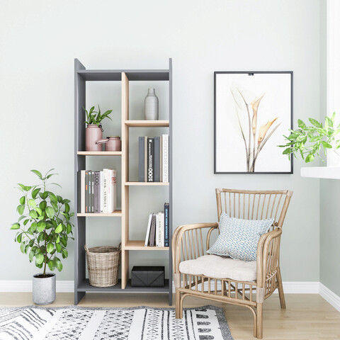 Corp biblioteca, Colman, Eden, 63.2x25x160 cm, Stejar / Antracit Colman