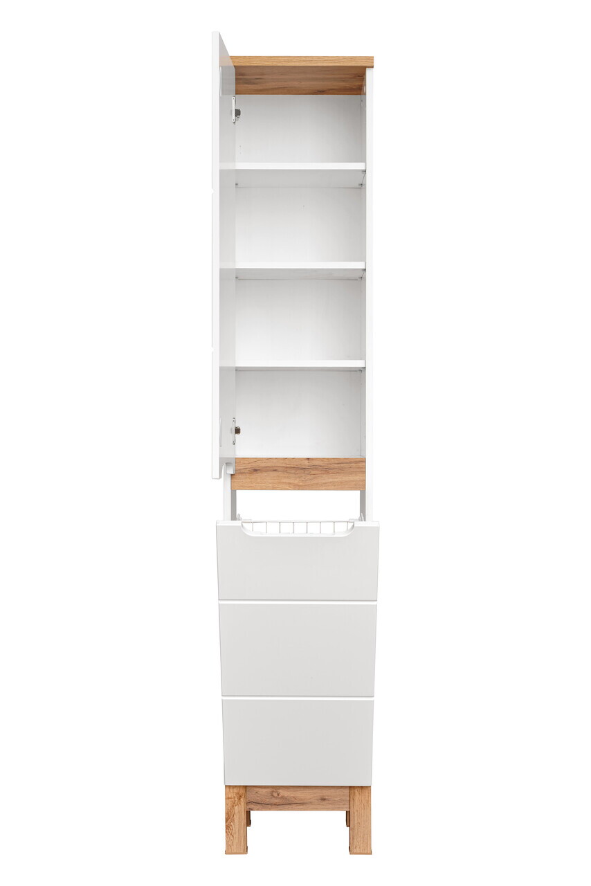 Set mobilier baie Bali White Lava 80 cm 804 841, dulap inalt, masca cu lavoar si cabinet cu oglinda, Comad, MDF/PAL, alb - view 17