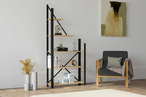 Corp biblioteca, puqa design, eagle, 80x169.5x24 cm, pal, safir / negru