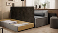 Canapea extensibila brat stanga 3 locuri, ELTAP, Fulgeo, 214x82x77 cm, lemn/catifea din poliester, gri inchis/gri deschis