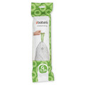 Set 10 saci de gunoi, Brabantia, PerfectFit, marimea G, 23-30 L, nailon, alb