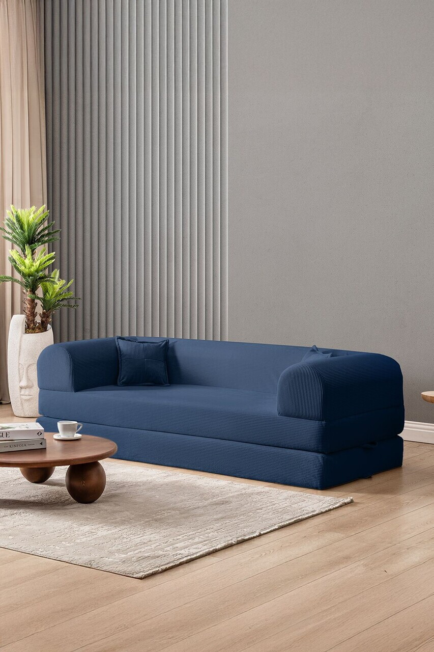 Canapea extensibila 3 locuri, Atelier del Sofa, 118FVL1303, Tesatura plus reiata, Albastru navy