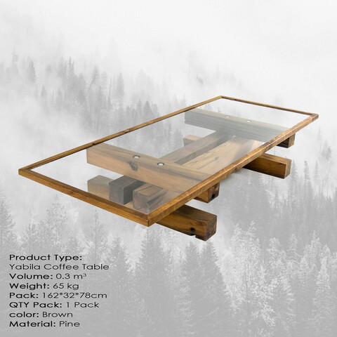 Masuta de cafea, massive design, yabila medium, 160x76x30 cm, maro