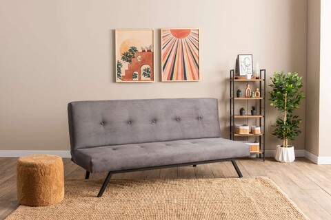 Canapea extensibila cu 3 locuri, Futon, 859FTN2899, Metal , Gri