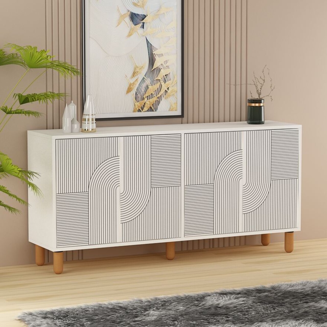 Consola, Hanah Home, Desso, 150x73x36 cm, PAL, Alb - imagine 2