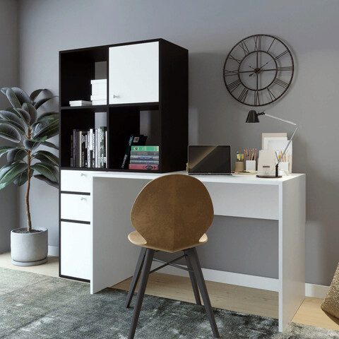 Birou, Lacivert, Cannes, 164x160x55 cm, Alb negru 164x160x55