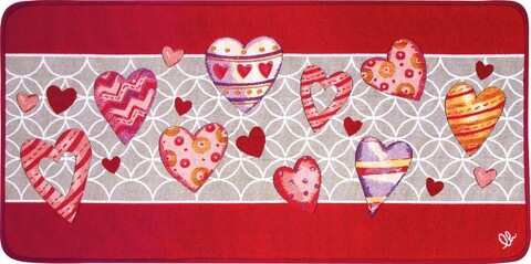 Covor pentru bucatarie, Olivo Tappeti, Carpet Queen 2, Love, 50 x 100 cm, 80% bumbac, 20% poliester, multicolor