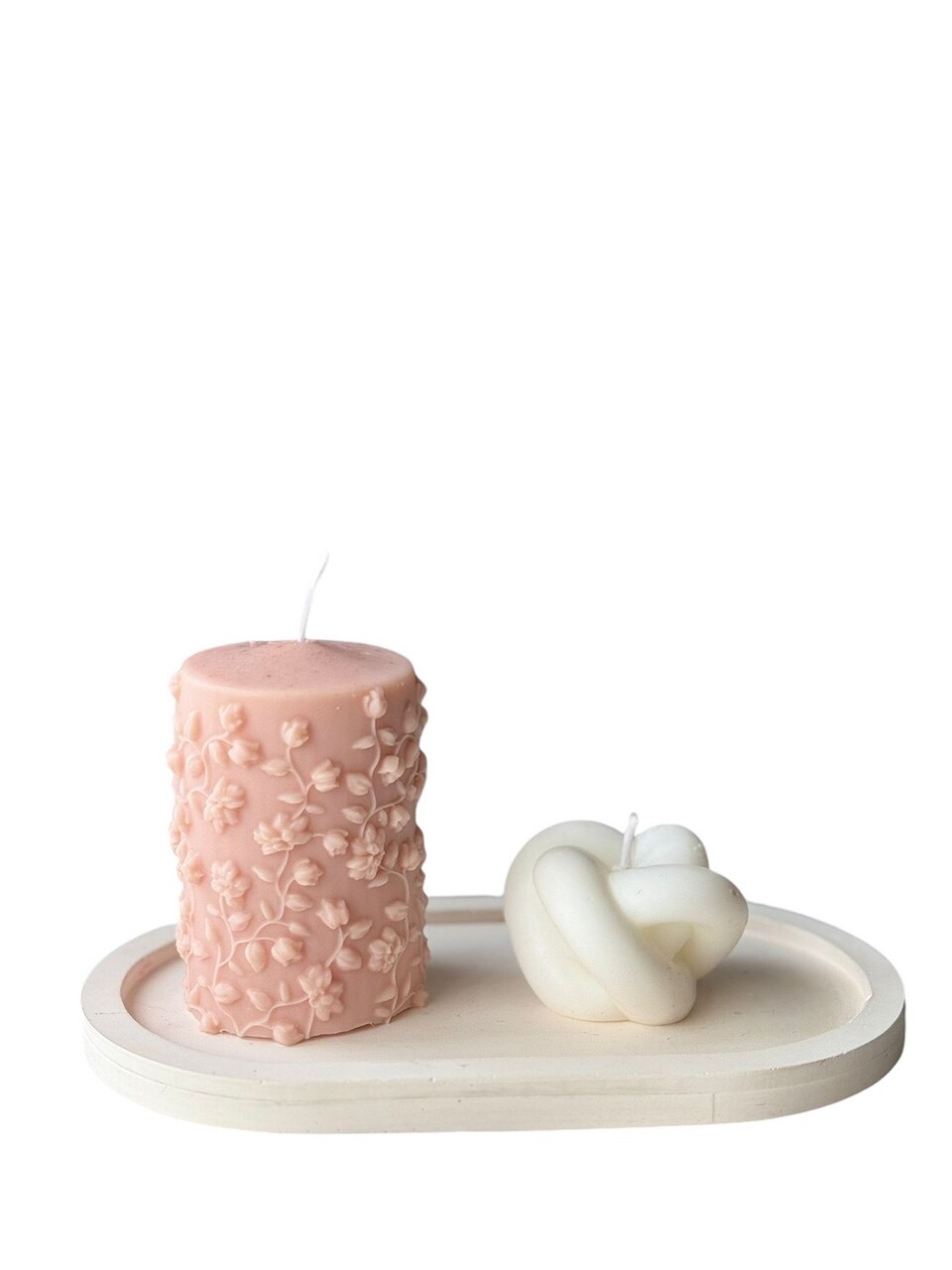 Set de lumanari, Glamour Candle 41ST, 100% SOIA, Roz/Alb