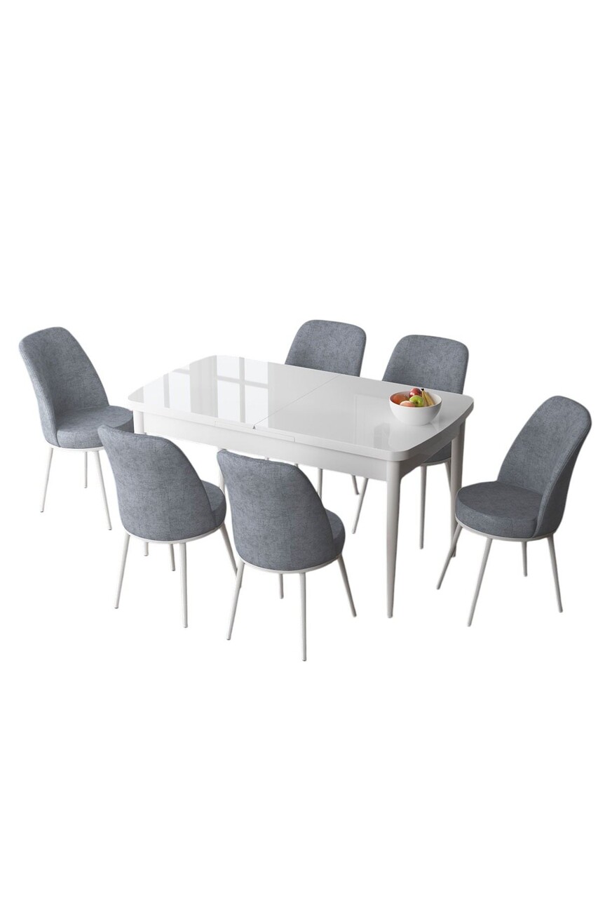 Set masa extensibila si scaune, Hanah Home, Zen, Alb/Gri - view 2
