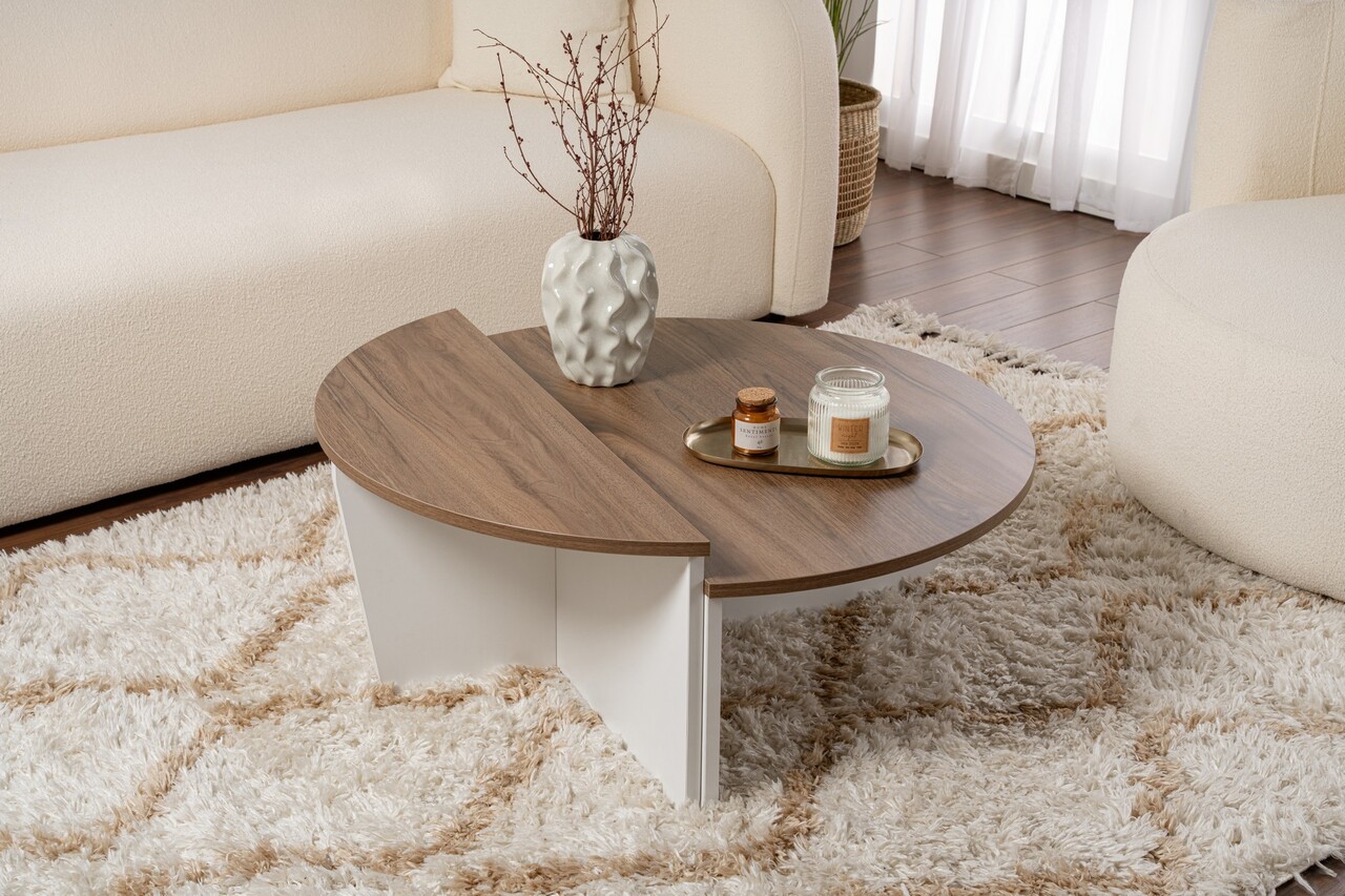 Masuta de cafea, Nordure, Orion, Nuc/Alb - 1 | YEO