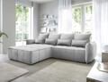 Coltar extensibil stanga 4 locuri ELTAP, LT-03NU, Campo, 265x196x88 cm, lemn/poliester, gri deschis
