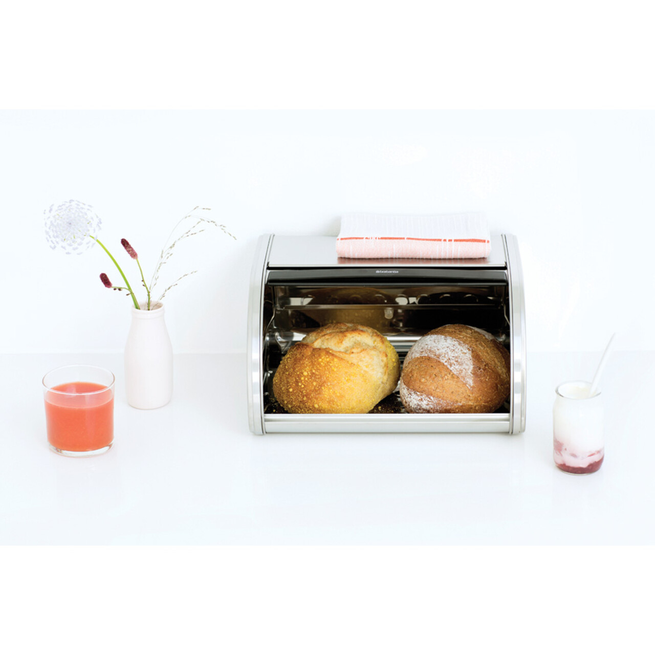Cutie pentru paine, Brabantia, Roll Top Matt, 31.6x26.5x17.3 cm, otel, argintiu mat
