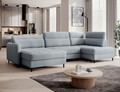 Coltar extensibil stanga 4 locuri ELTAP, LT-100AUB, Berrto, 306x165x100 cm, lemn/poliester, albastru deschis