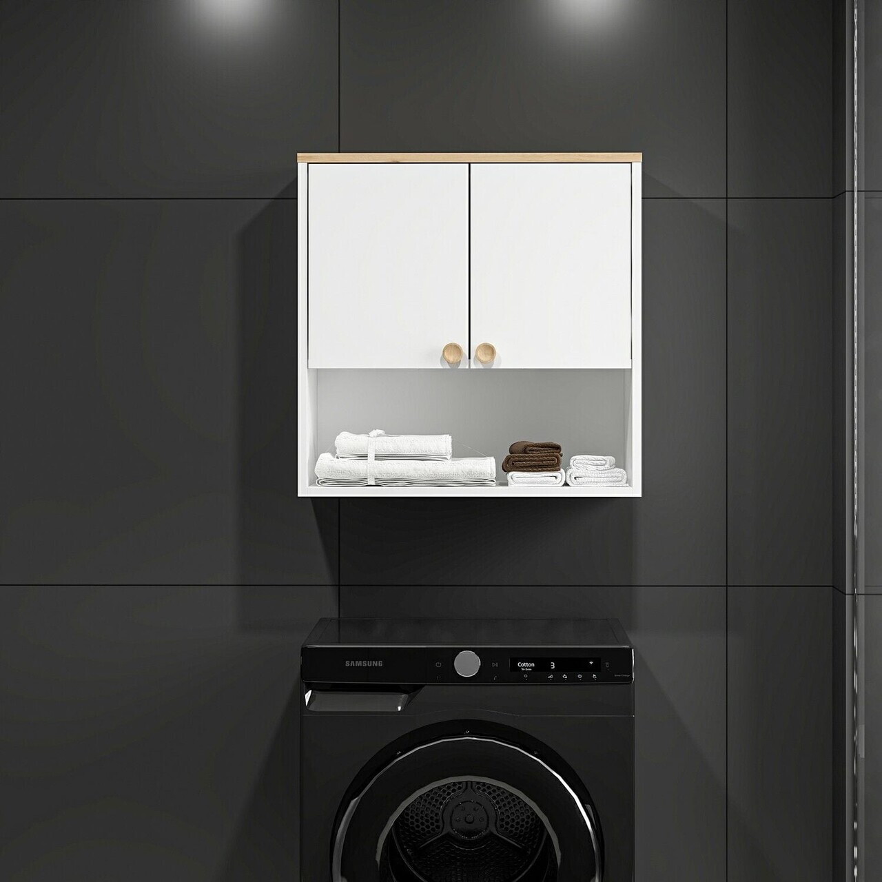 Dulap multifunctional, Hanah Home, Viona, 67x67x30 cm, Coș adânc / Alb — imaginea 2