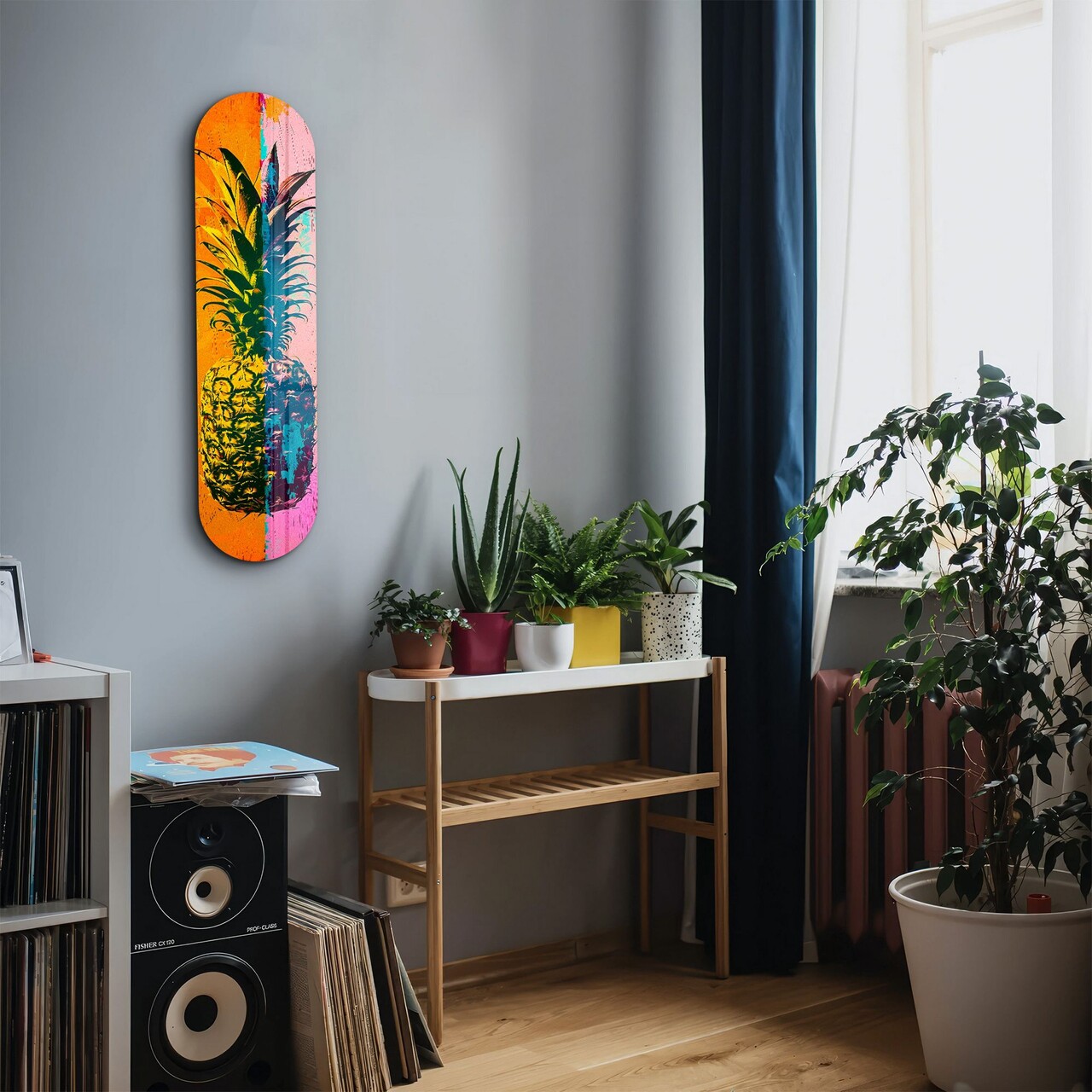 Tablou decorativ, Ananas Pink Orange| Glass Wall Art, Dimensiune: 20 x 80 cm, Multicolor - view 4