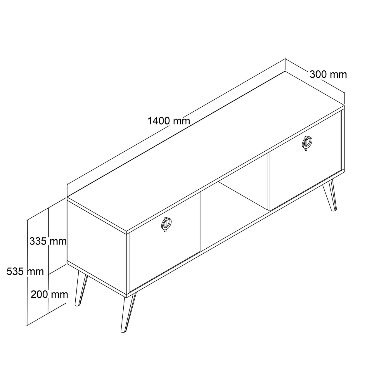 Comoda TV, Hanah Home, Kaya, 140x53.5x30 cm, Maro - view 5