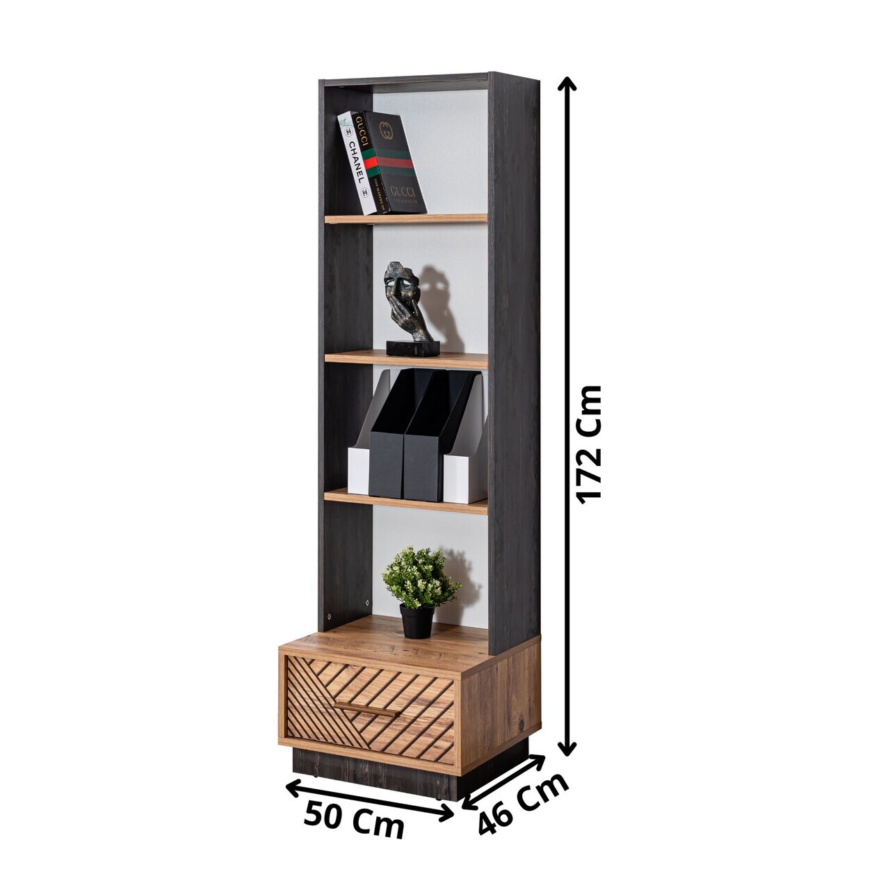 Corp biblioteca, Hanah Home, Antik, 50x172x46 cm, PAL, Antracit/Maro - view 2