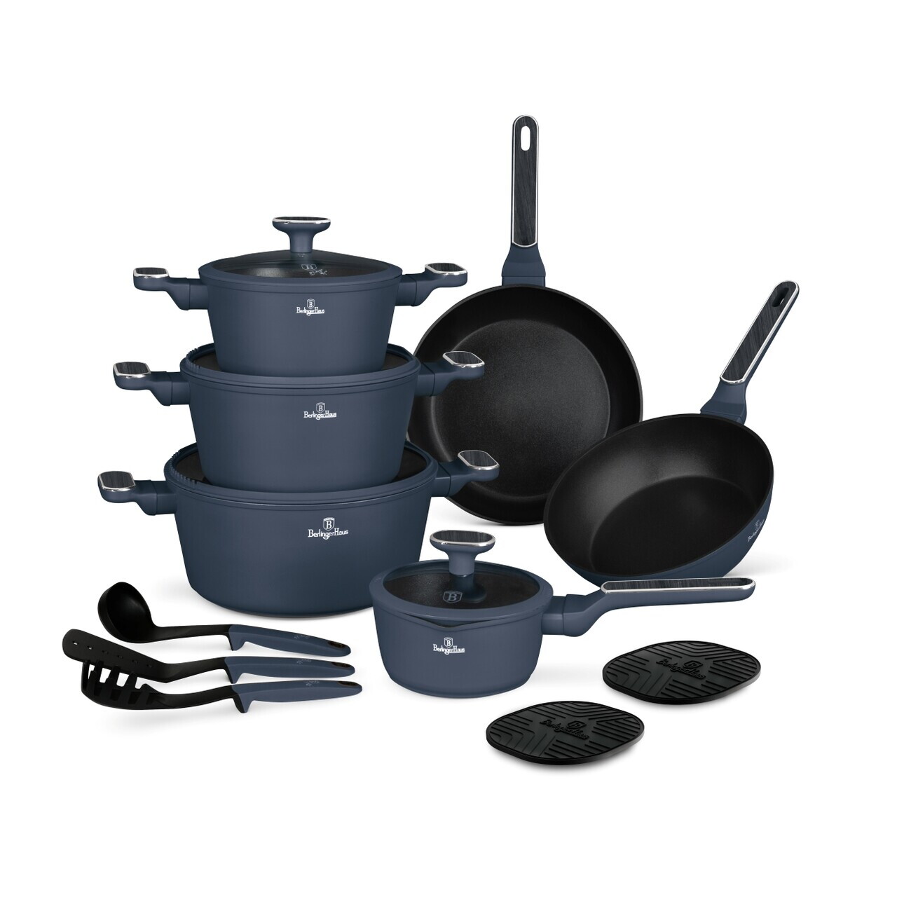 Set pentru gatit Berlinger Haus, Deep Sea, 15 piese, aluminiu forjat, albastru mat/gri - imagine 4