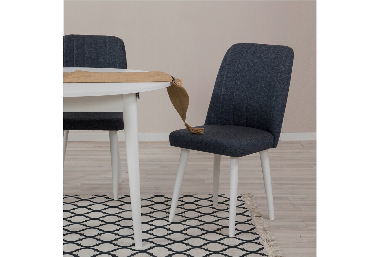 Set masa extensibila si scaune, 3 piese, Hanah Home, Vina 1048, Alb / Bleumarin - imagine 2