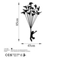 Decoratiune de perete, Flying Boy 3, Metal, Dimensiune: 45 x 85 cm, Negru
