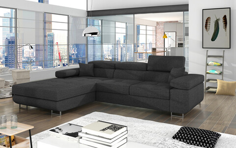 Coltar extensibil stanga 4 locuri ELTAP, Armd-61, Armando, 289x203x85 cm, lemn/poliester, gri inchis
