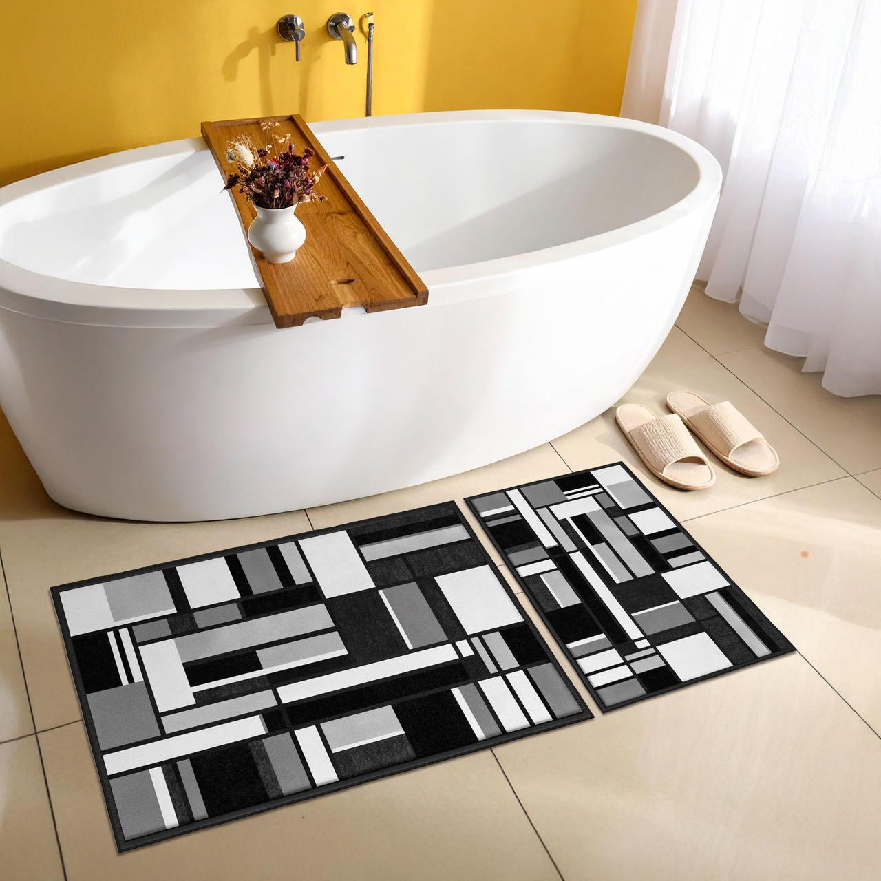 Set covorase de baie, L'essentiel Maison, Asr28, Negru - view 4