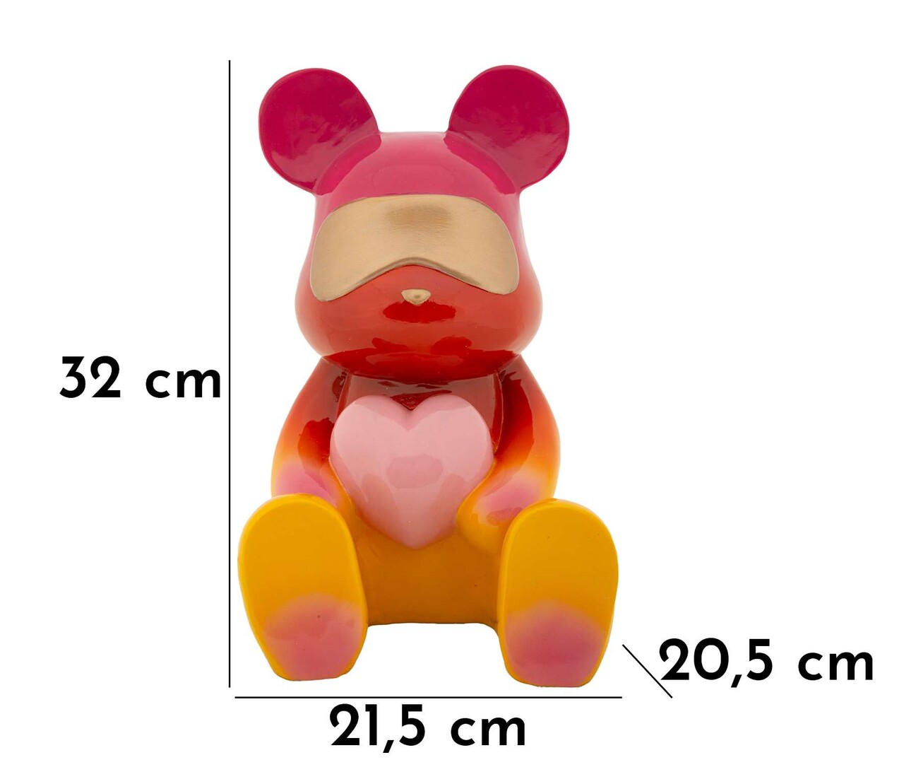 Figurina /sculptura decorativa Sitting Rainbow Teddy, Mauro Ferretti, 21.5x20.5x32 cm, polirasina, multicolor - 1 | YEO