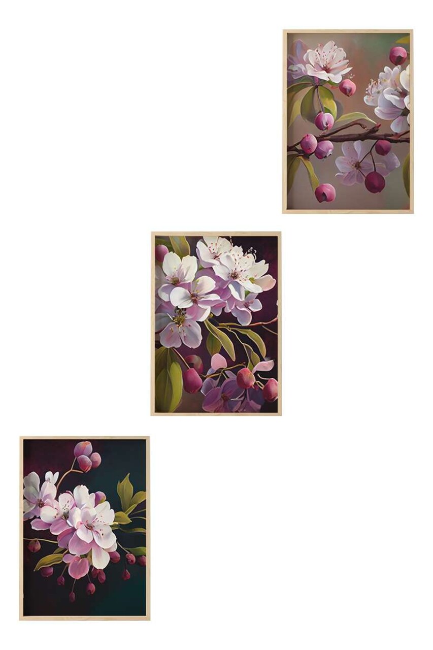 Set 3 tablouri decorative, Huhu218, Cadru: 100% LEMN MASIV (Grosime: 2,5 cm), Multicolor - view 4