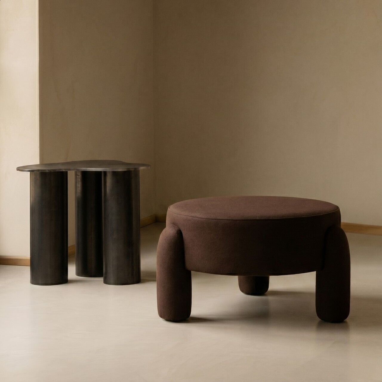 Taburet Ollera, Homla, 65x36 cm, MDF/poliester, maro inchis