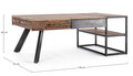 Masuta de cafea cu 2 sertare Manchester, Bizzotto, 118x70x45 cm, lemn de mango/otel