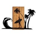 Decoratiune de perete, Surfer Life, Dimensiuni: 57 x 84 cm, Nuc / Negru