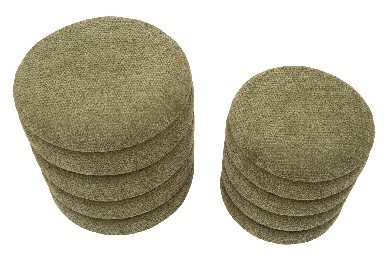 Set 2 taburete cu spatiu de depozitare, Mauro Ferretti, Nordic Style, 44x47 cm, poliester/MDF, verde — imaginea 7
