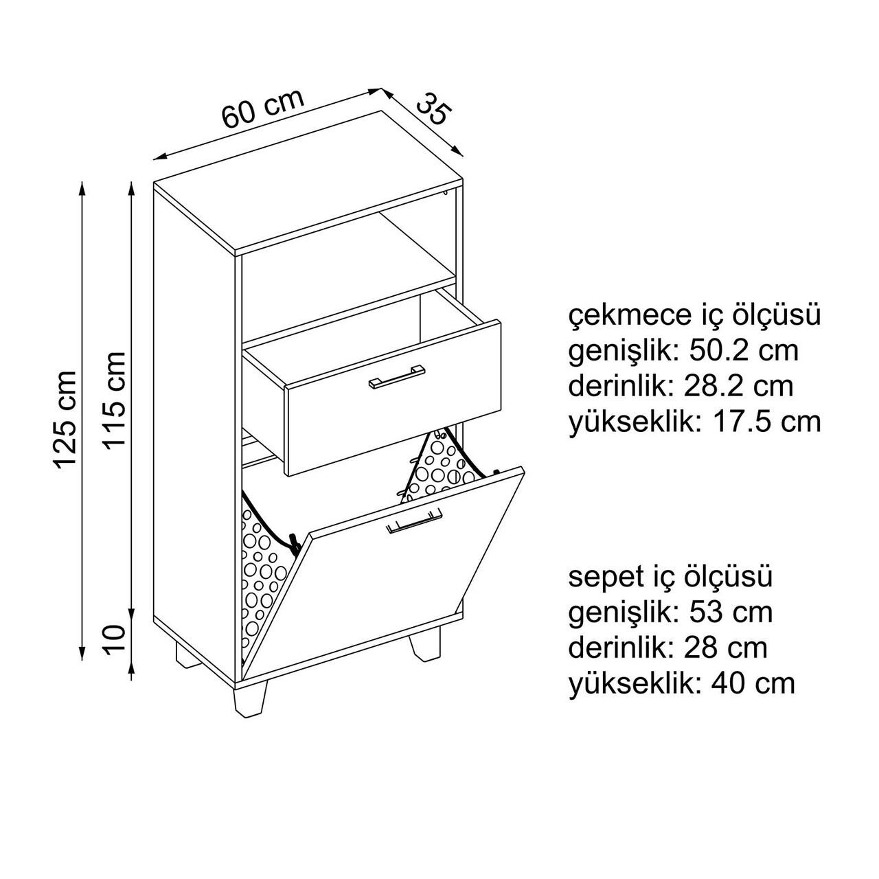 Dulap multifunctional, Hanah Home, 2501, 60x115x35 cm, PAL MELAMINAT, Pin Atlantic / Alb — imaginea 7