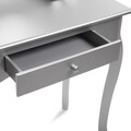 Masa de toaleta / machiaj cu oglinda Kate, Versa, 70 x 40 x 129.5 cm, MDF, argintiu