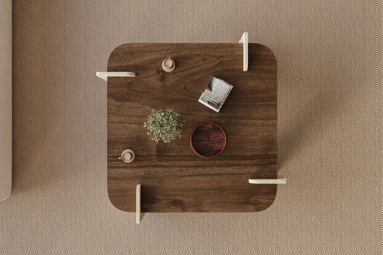 Masuta de cafea, Hanah Home, Afrolli, 90x35x90 cm, PAL, Travertin / Nuc - view 4