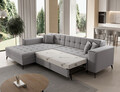 Coltar extensibil stanga 4 locuri ELTAP, Sol-09, Solange, 292x196x84 cm, lemn/poliester, gri deschis