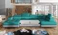 Coltar extensibil dreapta 6 locuri ELTAP, Rod-05, Rodrigo, 345x202x90 cm, lemn/poliester, albastru/gri