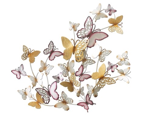 Decoratiune de perete Butterflies Bordeaux, Mauro Ferretti, 132×95.5 cm, fier, multicolor