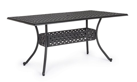 Masa de gradina Ivrea, Bizzotto, 160 x 90 x 73 cm, aluminiu turnat, gri carbune
