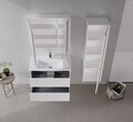 Dulap de baie cu oglindă, Hanah Home, Arno 100, Alb