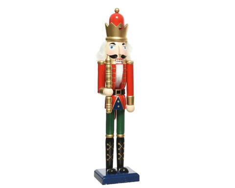 Decoratiune nutcracker w walking stick, decoris, 8.5x7.5x38 cm, lemn, multicolor