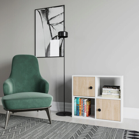 Corp biblioteca, retricy, tuttle, 72x25x62.6 cm, pal, stejar alb