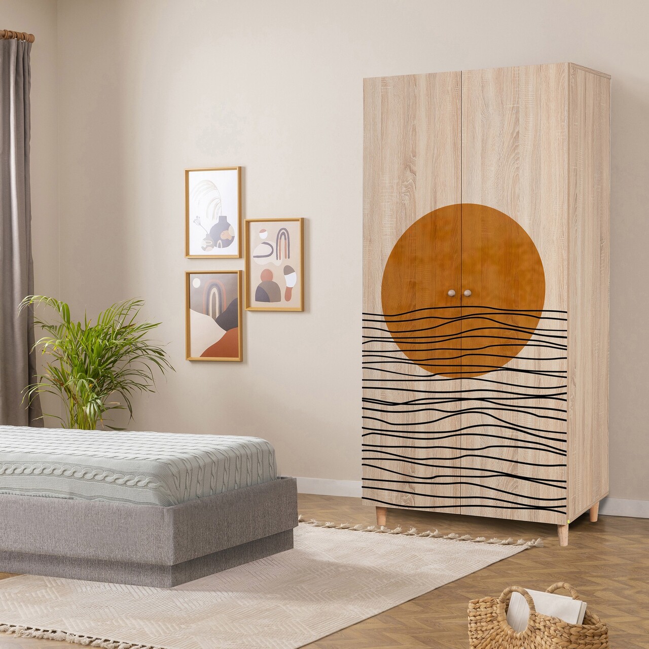 Dulap pentru haine, Vella, Lidya 2 -974, 90x192x52 cm, PAL, Sonomo