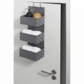 Organizator cu montare pe usa, 3 compartimente, Adria Grey, Wenko, 72 x 25 cm, 100% polipropilena/inox, gri